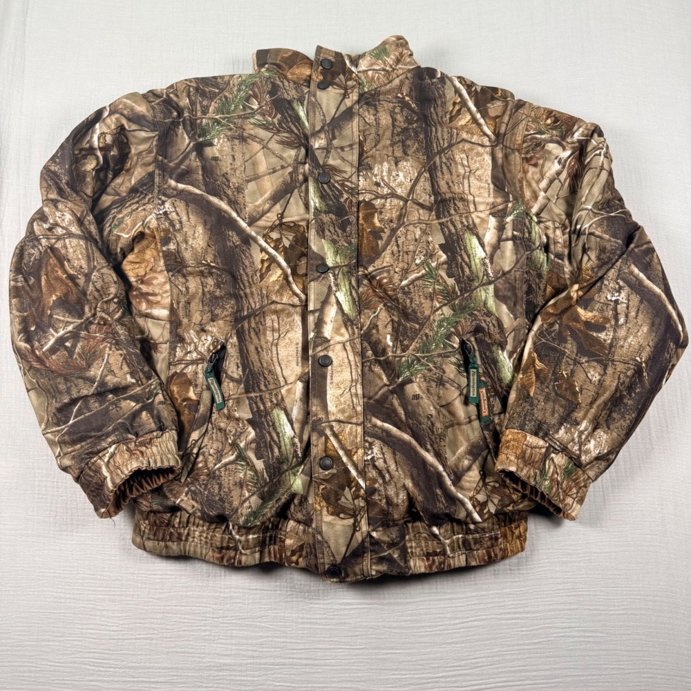 Y2k Remington Mens XL Reversible‎ Jacket Brown Duck Canvas Realtree Camo Hunting - Picture 3 of 9